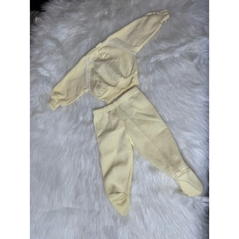 Vintage Baby 3-6M Yellow Footed Pants‎ Sweatshirt Set Baby Rocking Horse